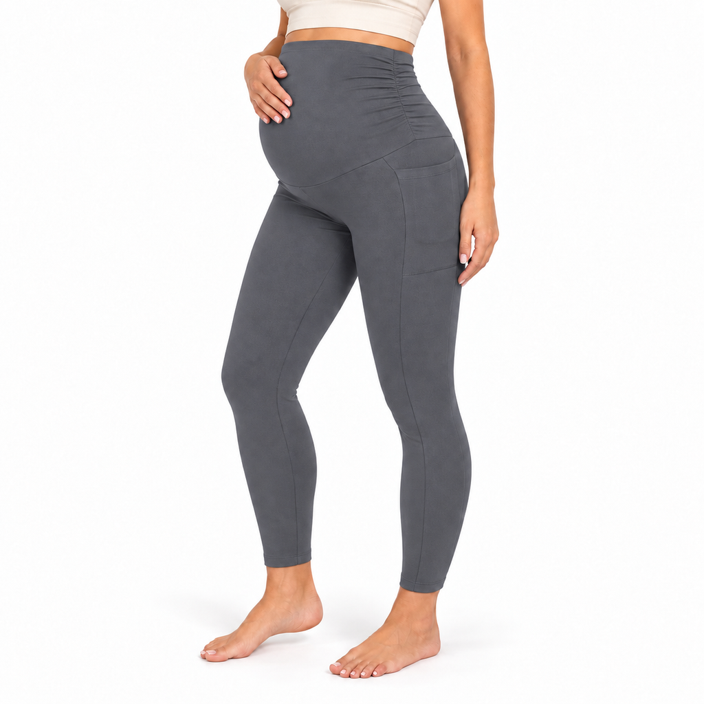 Maternity Leggings High Waisted Tummy Support with Pockets