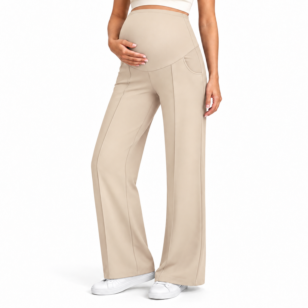 Maternity Pants High Waisted Wide Leg with Pockets