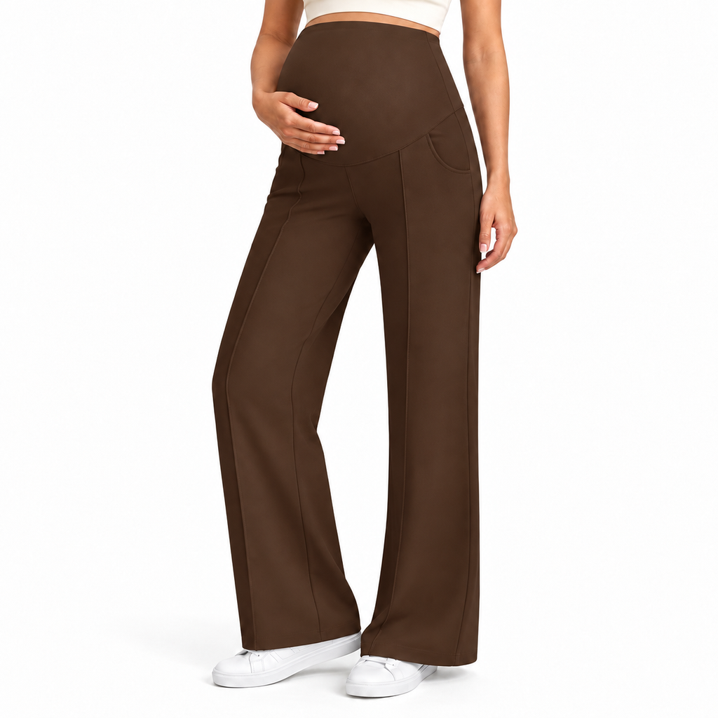 Maternity Pants High Waisted Wide Leg with Pockets