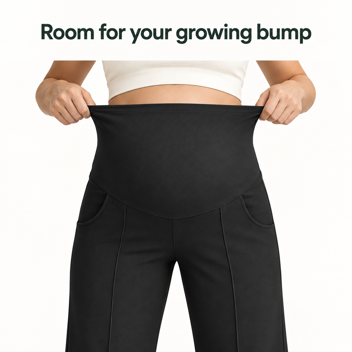 Maternity Pants High Waisted Wide Leg with Pockets