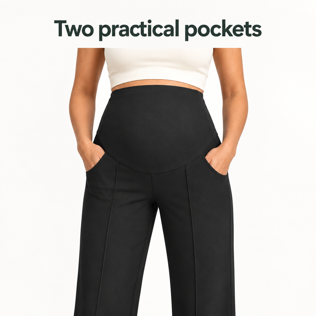 Maternity Pants High Waisted Wide Leg with Pockets