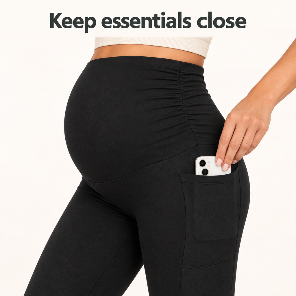 Maternity Leggings High Waisted Tummy Support with Pockets