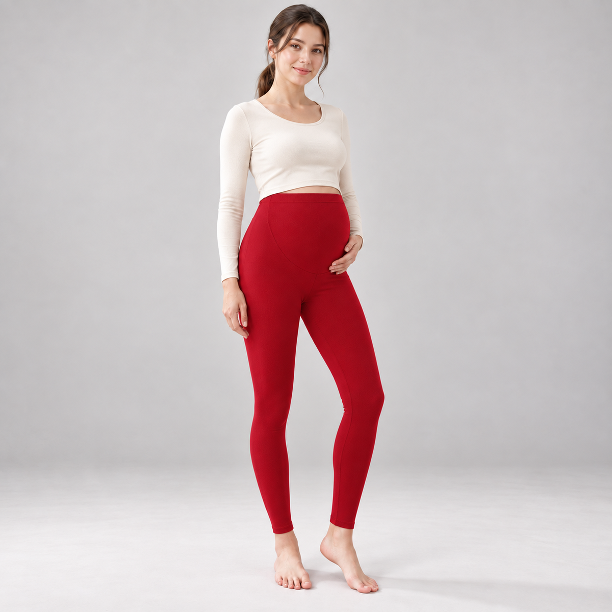 Maternity Leggings High Waisted Cotton