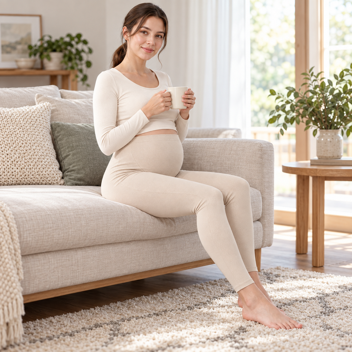 Maternity Leggings High Waisted Cotton