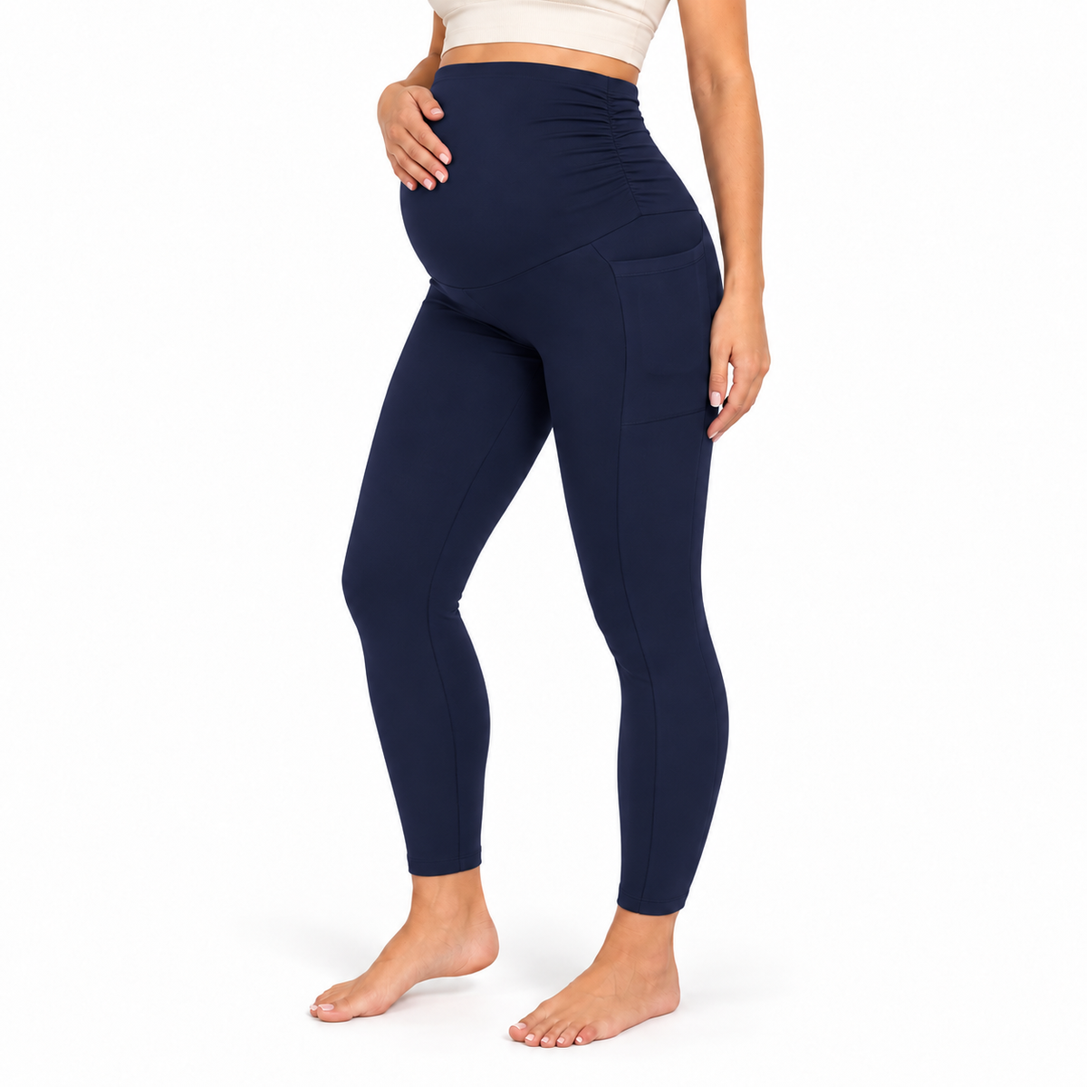 Maternity Leggings High Waisted Tummy Support with Pockets