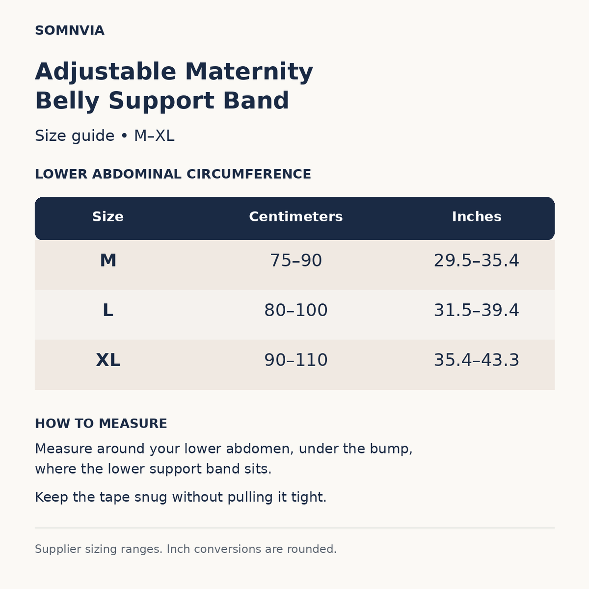 Product size guide